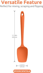 U-Taste Silicone Spoon Spatula Set, 600ºF High Heat Resistant Food Grade Flexible Rubber Scraper, Integrated Cooking Mixing Baking Kitchen Utensils Set of 3 for Nonstick Cookware (Orange)