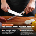 Honing Rod, Sharpening Steel with Larger Diameter for Kitchen Knife Daily Honing Maintenance, High Carbon Steel 8" Knife Sharpener Rod, Ergonomic Handle - view 6