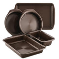 Nonstick Bakeware Set with Nonstick Cookie Sheet, Bread Pan, Bakings Pan and Cake Pans - 5 Piece, Chocolate Brown