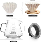 Bincoo 400ML Pour Over Coffee Maker Set with Filter Paper,Ceramic Pour Over Coffee Dripper 1-2 Cups-Professional Coffee Brewing Pot for Home Office(White)