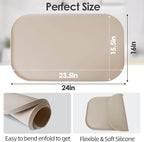Silicone Coffee Maker Mat with Lip, 24'' x 16'' Heavy Duty Coffee Maker Mat for Countertops, Coffee Tray Fit Under Coffee Machine Appliance Automatic Machines Espresso Accessory, Khaki
