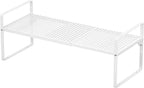 iPEGTOP 3 Pack Large Expandable Cabinet Storage Shelf, Heavy Duty Stackable Steel Metal Spice Rack Adjustable Height Home Office Pantry Garage Shelves for Counter Kitchen Organization, White