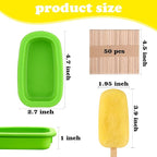 Sakolla 4 Pcs Silicone Popsicle Molds with Lid & 50 Pcs Wooden Popsicle Sticks, Stackable Classic Oval Ice Cream Molds for Homemade Ice Pop, Cakesicles, Freezer Yogurt and Fruit Juice (Multicolor)