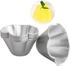 Aluminum Muffin Pans, Flower Shape Deep Egg Tart Mold, Jello Pudding Cup Molds, Baking Cupcake, Tartlets, 3.7" x 2" x 2.2" - 6 Pack