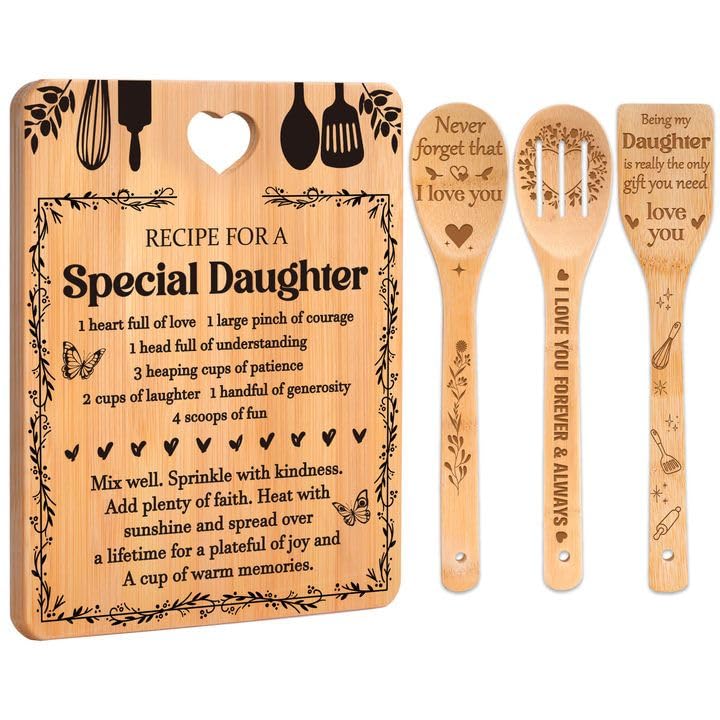Gifts for Daughter - "Recipe for a Special Daughter" 4PCS Cutting Board Set