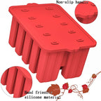Silicone Popsicle Molds, 10 Cavity, BPA-Free, Red, Cone Shaped, Food Preparation Molds with Sticks and Funnel