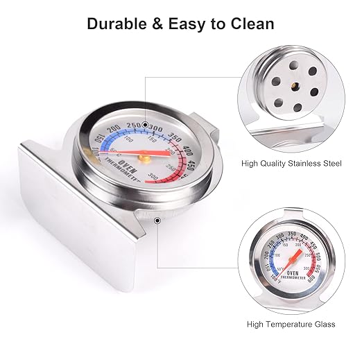 Stainless Steel Oven Thermometer for Electric/Gas Oven, Kitchen Cooking Grill Smoker Thermometer(50-300°C/100-600°F) (2)