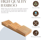 Bellemain 100% Pure Bamboo in Drawer Knife Block | 16 Knife Slots Knife Drawer Organizer | Store Knives Safely with The Blades Down | Storage Solution for Your Kitchen | Knife Organizer Drawer Insert