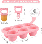 HUAKENER Mini Popsicle Molds, Silicone Popsicle Mold for Toddlers, 6-Cavity Ice Pop Molds with Handle for Making Healthy Baby Food, Breastmilk Popsicle (Pink)