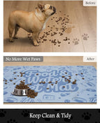 Pet Feeding Mat-Absorbent Dog Mat for Food and Water Bowl-No Stains Quick Dry Water Dispenser Mat-Dog Accessories Pet Supplies-Bowl for Messy Drinkers（Words,23"x34"