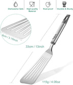 Fish Spatula, Stainless Steel Fish Turner Slotted Metal Spatula for Kitchen Use, Flipper Spatulas for Cast Iron Skillet, Egg, Meat, Cooking and Frying, Dishwasher Safe, Comfortable Handle