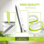 2-Pack Herb Scissors Set with 5 Blades & 3 Blades, Green Stainless Steel Kitchen Shears for Herbs, Veggies, Paper Shredding, with Cleaning Comb & Cover