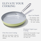 Nonstick Ceramic Frying Pan 8" for All Stovetops, PTFE/PFOA/PFAS Free, Even Heat Distribution Oven Safe up to 500°F, Healthy Non Toxic Skillet w/ Ergonomic Stainless Steel Handle, Olive Green