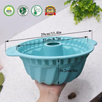Kenond Silicone Fluted Pans, Non-stick with Sturdy Handle, Baking Molds, Perfect Bakeware for Cake, Jello, Gelatin, Bread, Para Gelatinas, 9.5 Inch (Blue)
