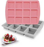 Brownie Pan,2Pcs Nonstick Silicone Bite Size Brownie Pan with Dividers,12 Cavity All Edges Brownie Pan,Non Stick Cake Baking Mold