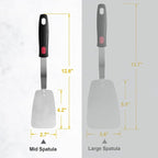 Stainless Steel Flexible Spatula Turner, VOVOLY Thin Metal Spatula for Cast Iron Skillet, Thin Blade and Heat Resistant Silicone Handle, Great for Egg, Cookie, Meat, Crep, Medium