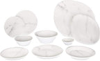 Carlisle FoodService Products Ridge Reusable Plate Rimless Plate for Home and Restaurant, Melamine, 9 Inches, Marble, (Pack of 12)