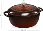 Best Choice Products 6 Quart Enamel Cast-Iron Round Dutch Oven, Family Style Heavy-Duty Pre-Seasoned Cookware for Home, Kitchen, Dining Room, Oven Safe w/Lid, Dual Handles - Chocolate Ganache