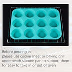 Silicone Muffin Pan Set, Cupcake Pans 12 Cups Silicone Baking Molds, Food Grade, Pinch Test Approved, Pack of 2
