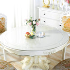 Wadrac Custom Clear PVC Table Top Protector Transparent Plastic Table Pad Cover Circle Waterproof Foldable Wooden Furntiure Coffee Protective Circular Table Pad Mat Dia. 52 Inch Round 1.5mm Thick