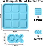 Tic Tac Toe Resin Mold with 5 Chess Pieces Molds,DECYOOL X O Board Game Silicone Molds for Resin Casting,DIY Tabletop Board Game