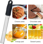 Lemon Zester Grater with Handle, Multi-use Kitchen Tool for Zesting Fruits, Grating Vegetables, Cheese, and Spices, with Protective Cover & Cleaning Brush