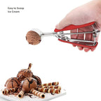 Ice Cream Scoop, Cookie Scoop, 4 Tbsp/ 60 ml/ 2 oz Cookie Scoops for Baking, 18/8 Stainless Steel Cookie Scooper for Baking, Ice Cream Scooper with Trigger Release, Cookie Dough Scoop (Red)