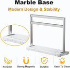 Magnetic Knife Block Stand - Marble Base Magnetic Knife Holder for Counter Top - Double Sided Knife Block without Knives - Stainless Steel Magnetic Kitchen knife holder - White