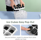 DOQAUS Ice Cube Tray with Lid and Bin, 4 Pack Silicone Plastic Ice Cubes Trays for Freezer with Box/Container, Stackable with Storage Iced Bucket Kits, Scoop, for RV, Soup, Food, Cocktail, Coffee