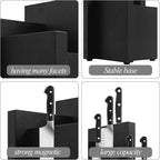 Resafy Black Magnetic Knife Block Knives Display Stable Board Knife Holder Rack Magnetic Stands with Strong Enhanced Magnets on Both Sides Anti-slip Feet