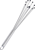 Restaurantware-German Standard 12.6 Inch Ball Whisk, 24 Kitchen Whisks With Silicone Balls - Ergonomic Handle, Dishwashable, Stainless Steel Manual Egg Beater, Durable, For Whisking, Stirring, Mixing