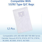 12 Pack 53292 Type Q/C Canister Vacuum Cleaner Bags Compatible with Kenmore 200/400/600/800 Series Vacuum Bags, Fit for Models 81214/81414/81714,/21814, BC2005/BC3005/81615/BC7005 (white)