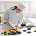 Tessco 16 Pieces Mini Tart Pans with Removable Bottom Nonstick Quiche Mini Pie Tart Pans Bakeware Mold Fluted Side for Pies(Black Gray Round,4 Inch)