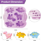 2-Pack Silicone Dinosaur Molds with Lids, Purple Dinosaur Silicone Molds for Chocolate, Baking & Crafting, Multi-Purpose Jello Molds for Kids, Candy, Ice Cubes, Crayons
