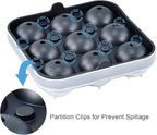 Samuelworld Large Ice Ball Maker with Lid, 9 x 2 Inch Ice Balls - Food Grade, Easy To Fill Round Silicone Ice Tray, Perfect Spheres Craft Ice Maker for Whiskey, Cocktails, Gifting - Black