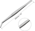 uxcell 10-Inch Stainless Steel Tweezers with Curved Serrated Tip Daily Garden Tool