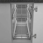 2 Tier Pull Out Cabinet Organizer 15" W X 22" D, Slide Out Drawers For Kitchen Cabinets, Pull Out Drawers For Cabinets Capacity Heavy Duty Caddy, Cabinet Pullout Shelves Chrome-Plated,Bathroom Pantry