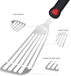 KSENDALO 13.15" Fish Spatula Stainless Steel with Silicone Handle, Flexible Slotted Egg Spatula with Thin Blade for Easier Cooking Flipping Frying Grilling Egg Fish Meat or more