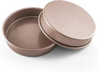 HAPPIELS Non Toxic Nonstick 9 inch Round Cake Pans Set of 2 | Quality Non Stick 9 inches Layer Circle Cake Pan 2 inches Deep | Best 9in Baking Pan PFOA, BPA free Nontoxic | 9inch 9inches Cake Pans Set