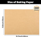 Beasea Parchment Paper Sheets for Baking, 200pcs 12x16 Inch Unbleached Precut Nonstick Heavy Duty Natural Parchment Baking Paper Sheets for Air Fryer Cooking, Grilling, Frying and Steaming