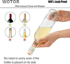 WOTOR Wine Saver Vacuum Pump with 4 Stoppers, Wine Stopper & Preserver, Reusable Bottle Sealer Keeps Fresh, Ideal Accessories Gift, Flat Handle (White)