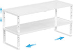 Expandable Spice Rack Kitchen Cabinet Shelf Organizer, Stackable Storage Shelves Racks, Adjustable Counter Shelving for Cabinets, Countertop, Cupboard,Pantry and More(2Packs/White/Large)