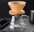 Pour Over Coffee Maker - 20 OZ /600ML Coffee Server with Glass Coffee Dripper, Stylish and Elegant 2 IN 1 Dripper Coffee Maker Kit Coffee Maker for Home or Office, 1-5 CUPS