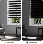 Persilux Cordless Zebra Blinds for Windows Free-Stop Roller Window Shades (35" W X 64" H, Black) Dual Layer Light Control for Day and Night, Light Filtering Sheer Shades for Home, Easy to Install