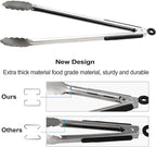 Grill Tongs, 16" Long BBQ Tongs, Premium Stainless Steel Locking Tongs Metal Tongs with Non-slip Handle for Outdoor Grill, BBQ/Barbecue, Cooking