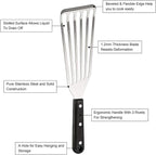 HaSteeL 2 Pack Fish Spatula Turner, 12.5" & 11" Stainless Steel Slotted Spatula Set for Kitchen Cooking, Flipping, Turning, Frying & Grilling, Full Tang ABS Handle, Dishwasher Safe
