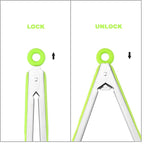 4 Pack Green Kitchen Tongs, Premium Silicone BPA Free Non-Stick Stainless Steel BBQ Cooking Grilling Locking Food Tongs, 9-Inch & 12-Inch