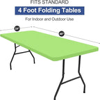 homing Rectangle Table Cloth Cover, Waterproof Polyester Elastic Fitted Tablecloth, Fits for 4 Foot Folding Tables, Washable Table Protector for Picnic, Camping, Outdoor (Lime Green, 24" x 48")
