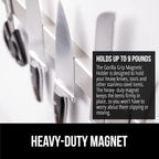 GORILLA GRIP Stainless Steel Magnetic Knife Holder for Wall, 14 Inch, Multi-Purpose Magnet Bar for Knives, Tools, Art Supplies, Heavy Duty Strip Holds Up to 6 lbs, Kitchen Organizer, Drilling Required