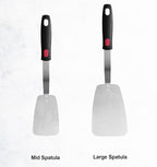 Stainless Steel Flexible Spatula Solid Turner, XiaoZu Thin Metal Spatula for Cast Iron Skillet, Thin Blade and Heat Resistant Silicone Handle, Great for Egg, Cookie, Meat, Crep, Large